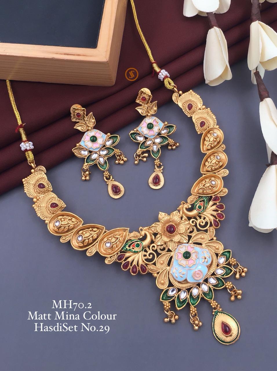 MH 70 Matte Mina Colour Hasadi Set Type Necklace Wholesale Export In India 
